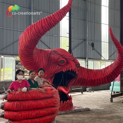 سعر جيد مخصص الوحش الأحمر Animatronics الديكور في الهواء الطلق متنزه الانترنت